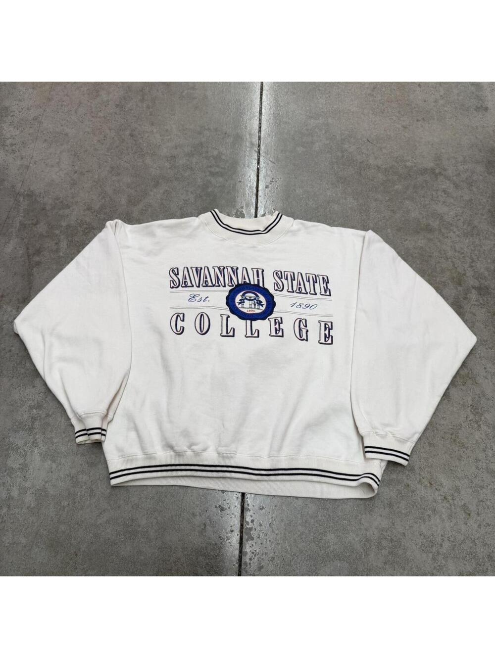 vintage savannah state college collegiate white crewneck size large